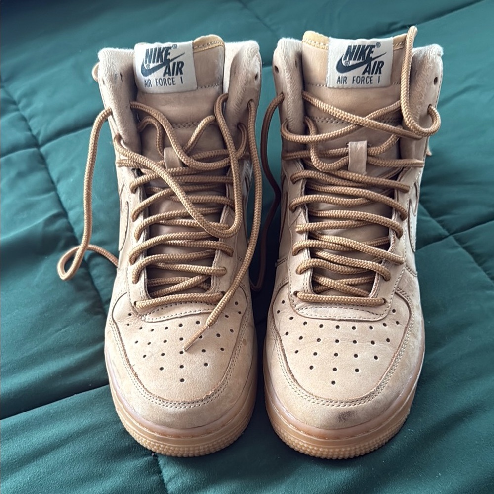 Nike Air Force 1 High-Top Tan Sneakers